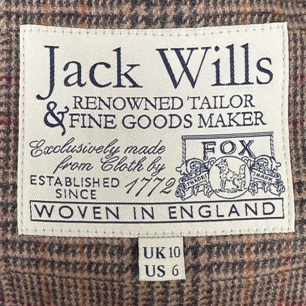 JACK WILLS Fox Brothers Lambswool Glen Plaid‎ Blazer British Tailored Jacket 6 - Picture 12 of 16